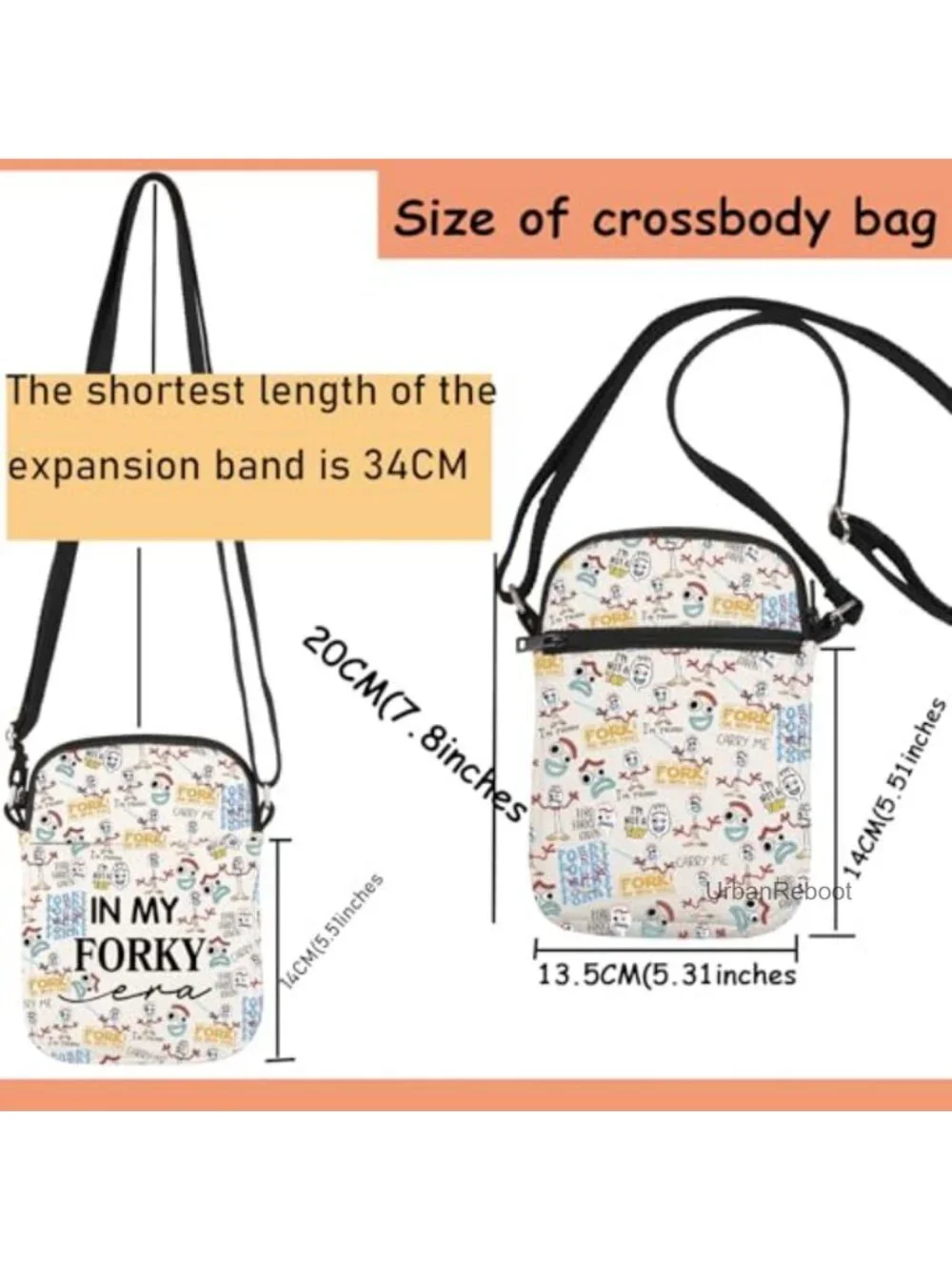 Forky Crossbody Bag Canvas Toy Story Fan Gift Adjustable Strap